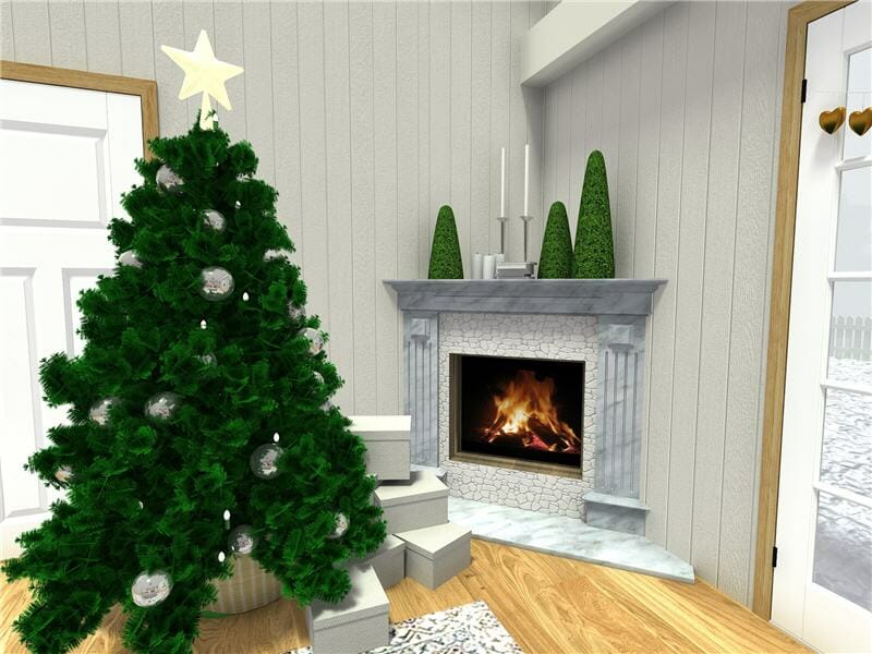 Christmas decorating ideas tree and fireplace