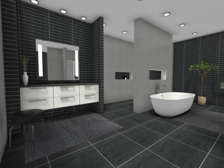 Contemporary Bathroom 3D Photo Black Tiles