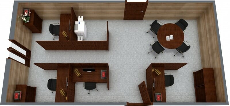 Cubicle Group Office 3D Floor Plan