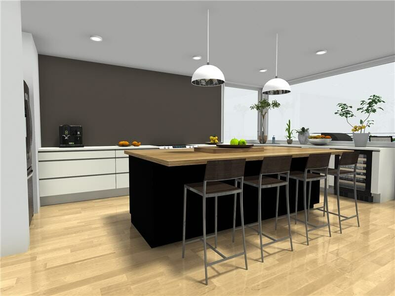 Kitchen design with black island