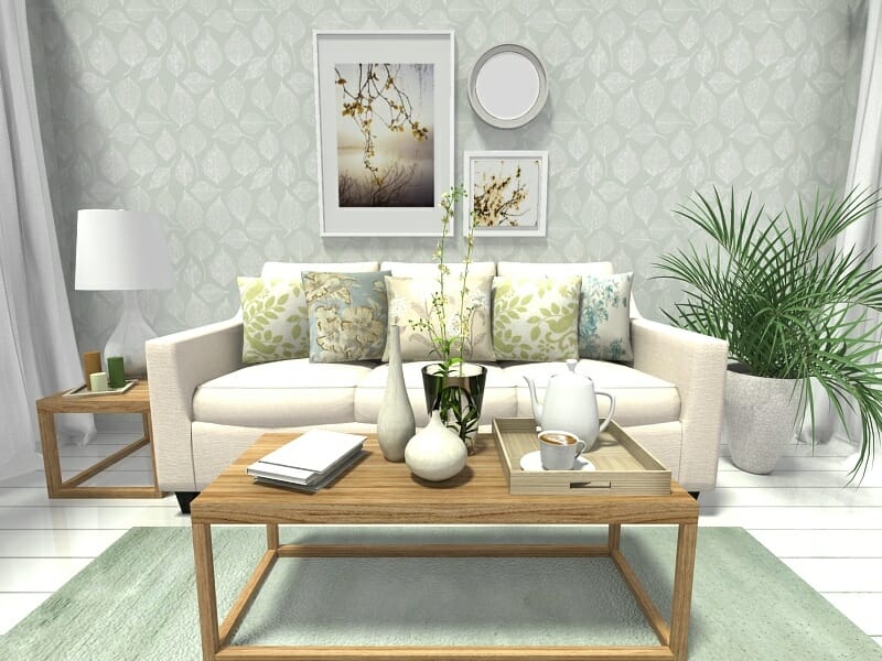 Decorating Ideas Living Room Design Leaf Print Wallpaper Home Decor