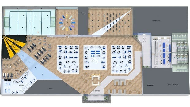 2D gym floor plan