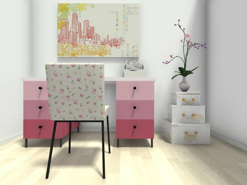 Painted desk pink shades