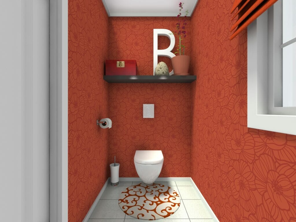 DIY bathroom remodel red