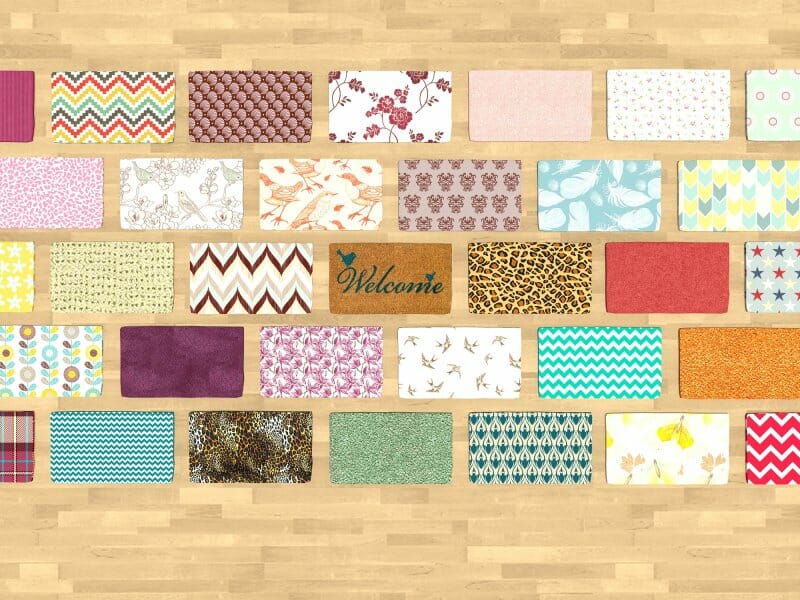 Colorful doormats in various designs