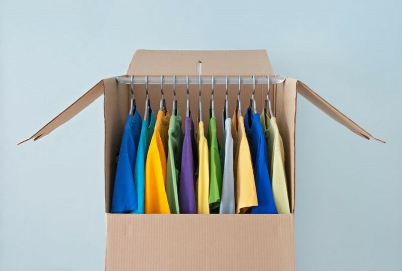 Easy moving tips clothes closet packed in wardrobe box