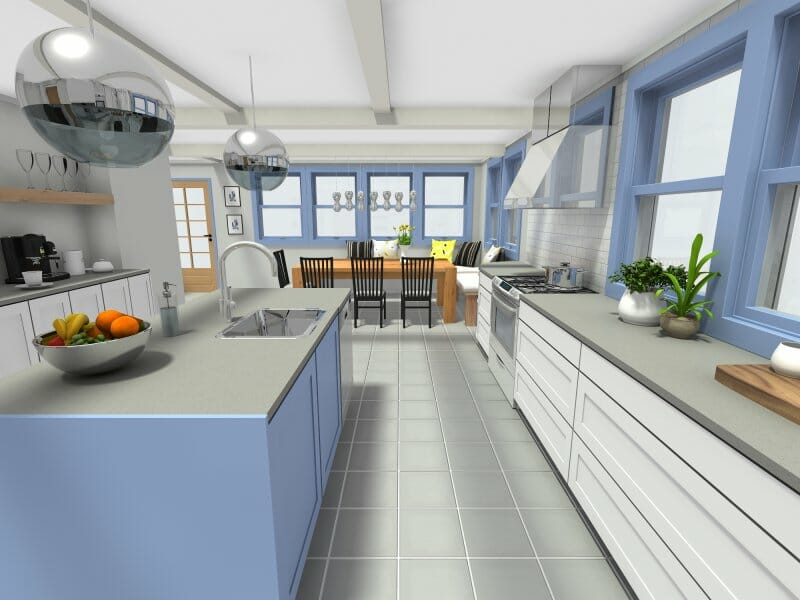 eat in kitchen connecting color theme