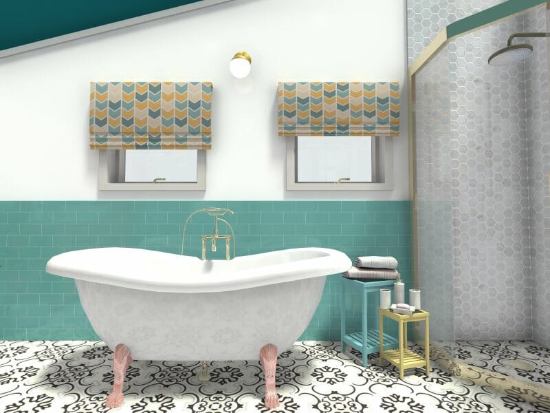Eclectic bathroom style with vibrant colors