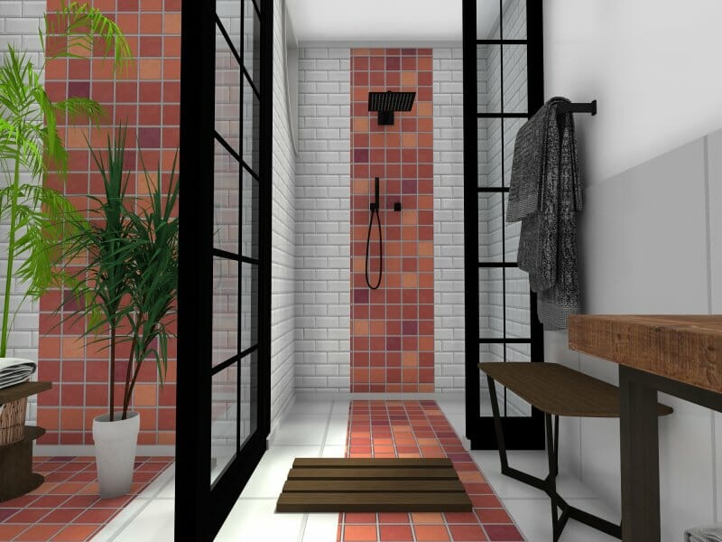 Creative tile design eclectic  bathroom