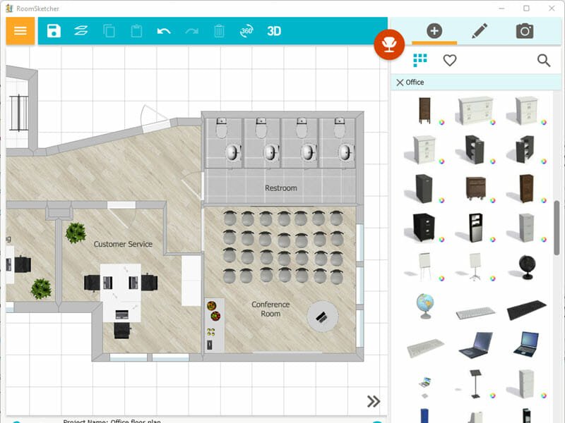 Edit and customize floor plans in the app office