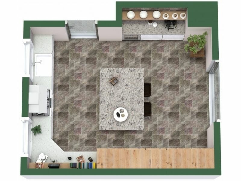 Elegant Chic Kitchen 3D Floor Plan