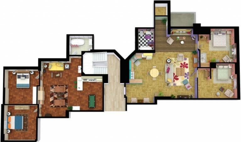Friends-TV-Show-Apartment-Floor-Plan-Friends Apartment 3D Floor Plan