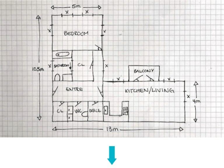 From Hand Drawn Blueprint to 2D Floor Plan