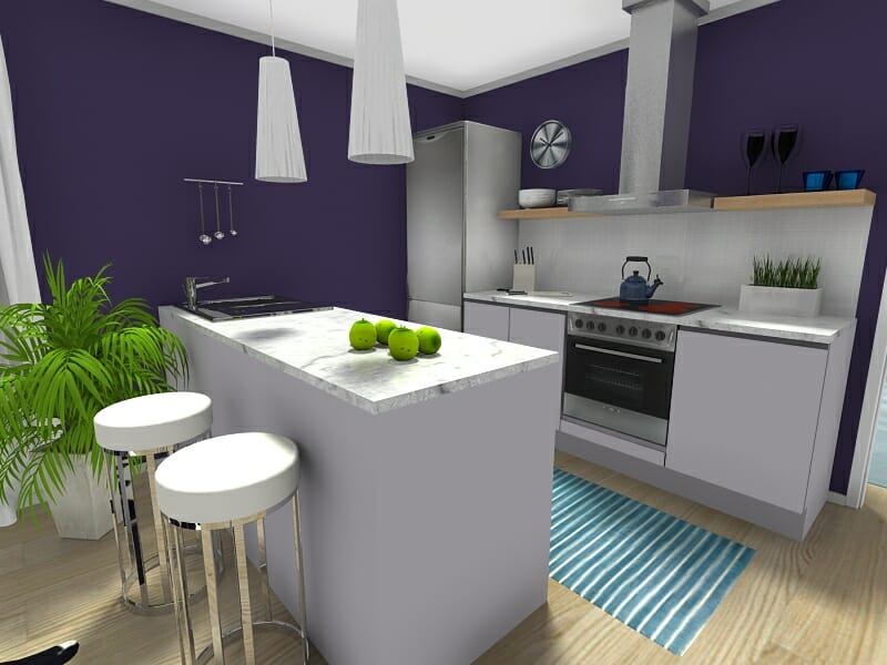 RoomSketcher Kitchen Blue With Island