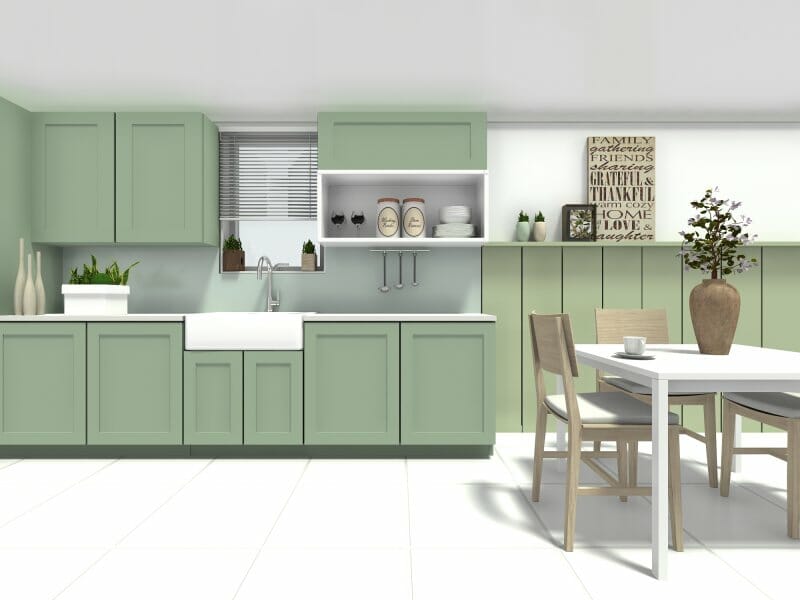 Pastel green kitchen cabinets