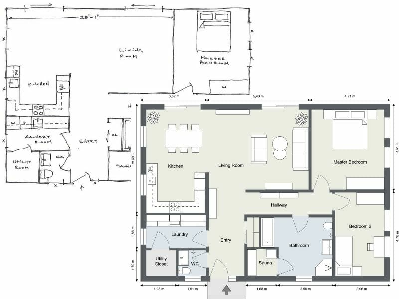 Hand Drawn Blueprint to Professional 2D Floor Plan