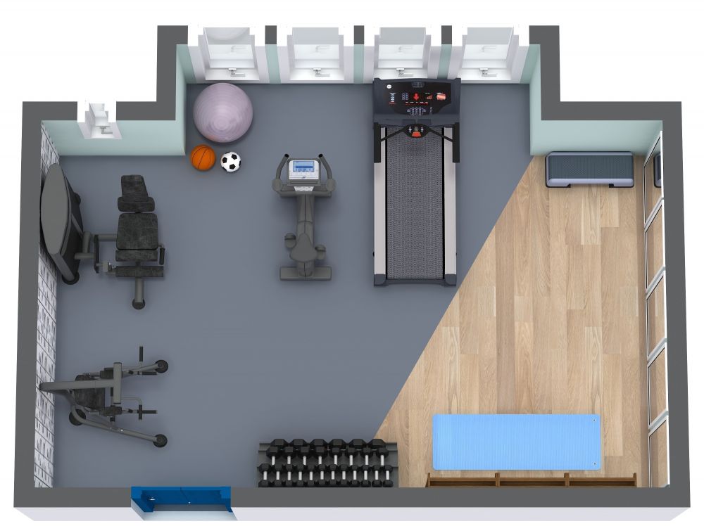 Home Gym 3D Floor Plan Examples