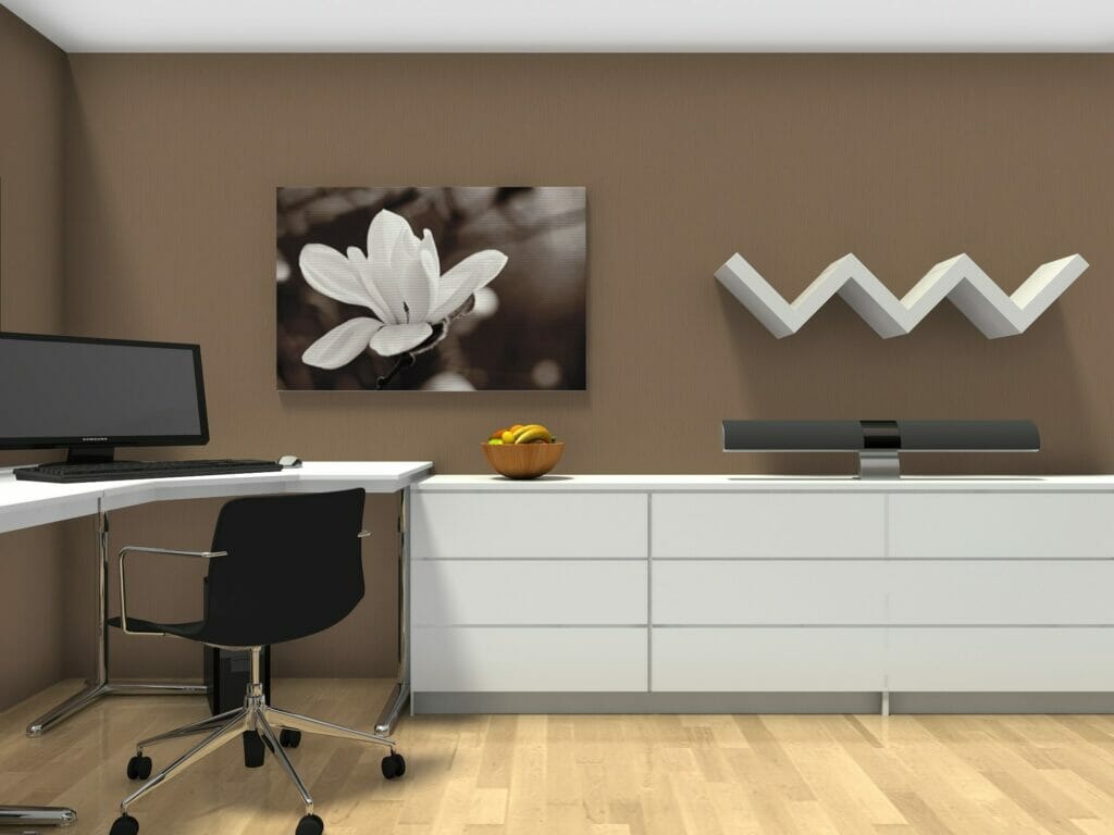 Home office idea brown wall color