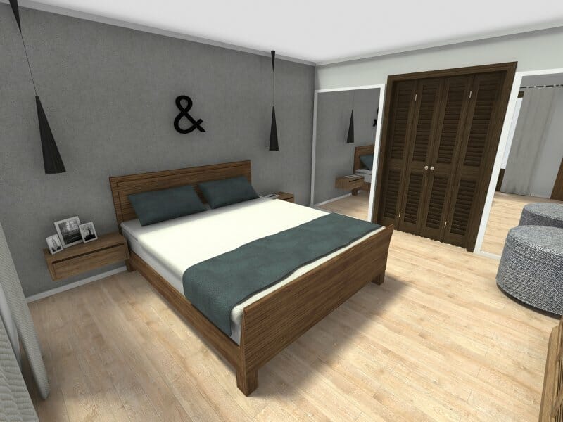 Bedroom Arrange Furniture Double Bed Pendant Lamps
