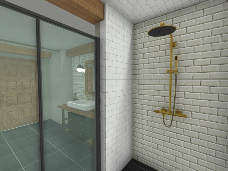 Industrial bathroom shower