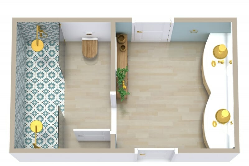 3D Jack and Jill Bathroom Floor Plan