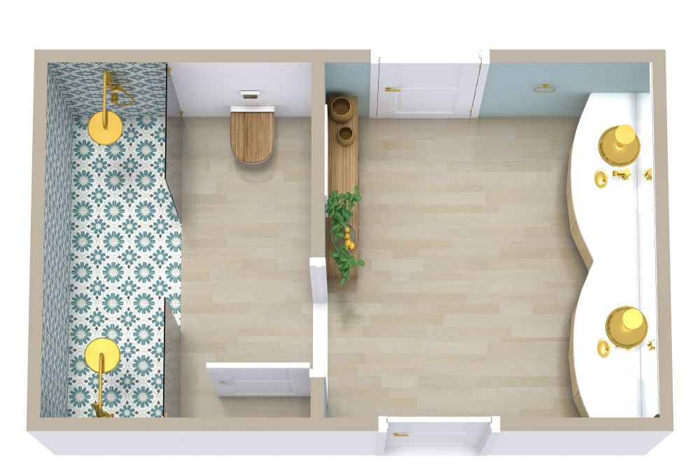 Jack and Jill Style Bathroom 3D Floor Plan