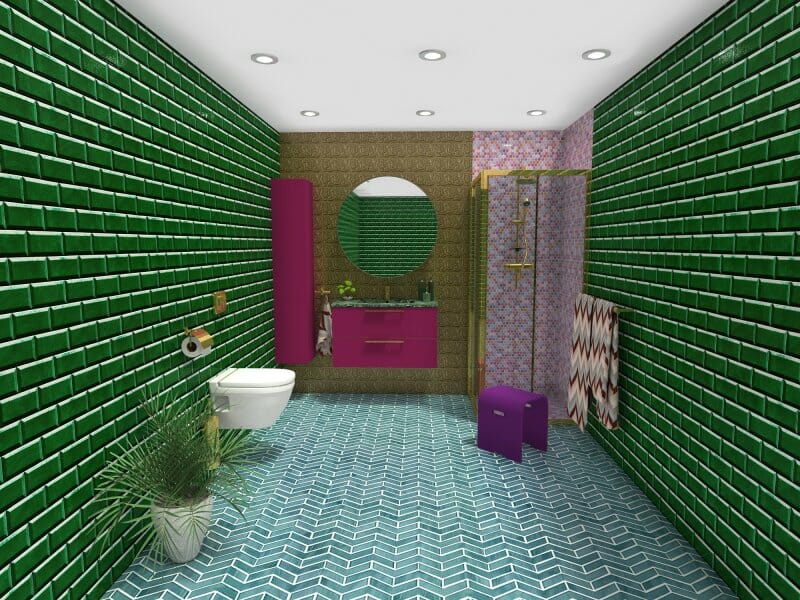 Bathroom remodel idea with jewel tones