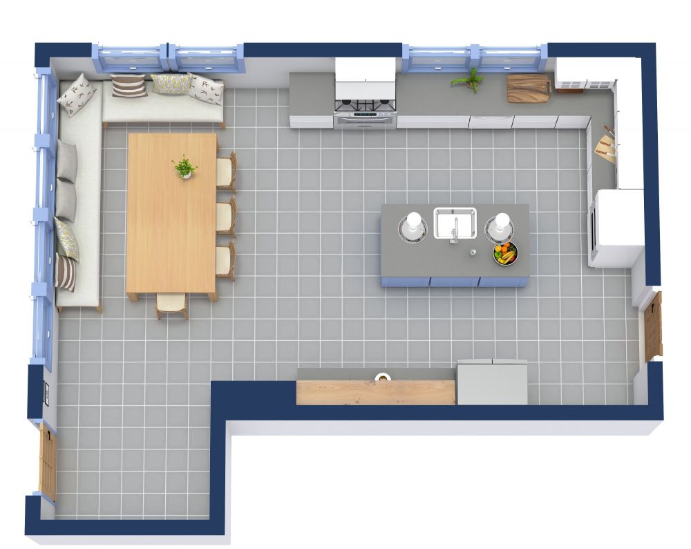 Kitchen 3D Floor Plan Examples
