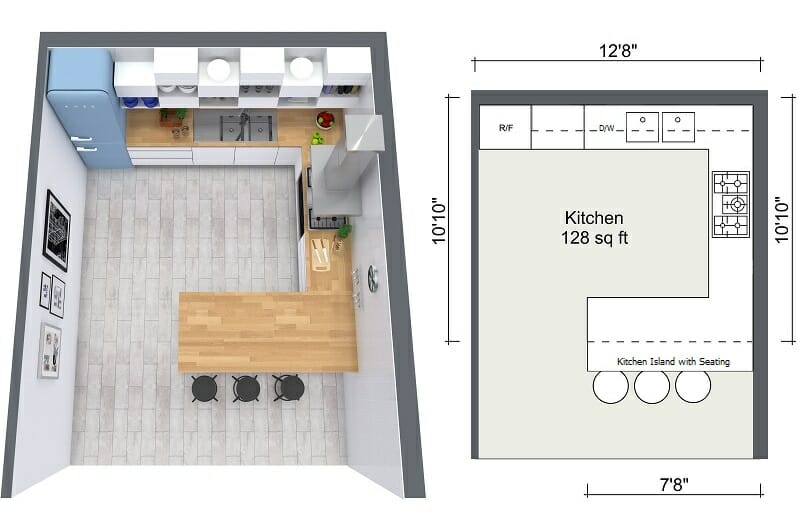 Kitchen Design Tips RoomSketcher 2D 3D Floor Plan of Kitchen Layout