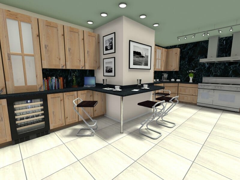 Kitchen desk area meeting point in the kitchen 3D Photo