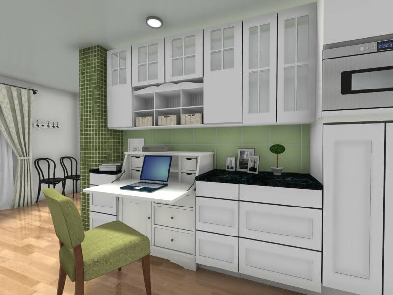 Kitchen desk area the kitchen office 3D Photo Green Wall