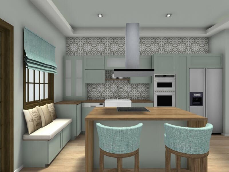Kitchen design aqua color theme