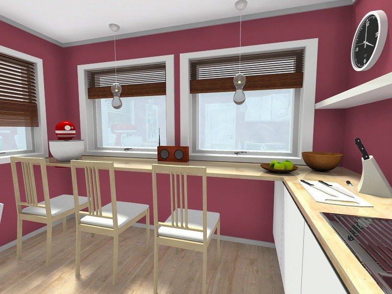 Kitchen with pink walls