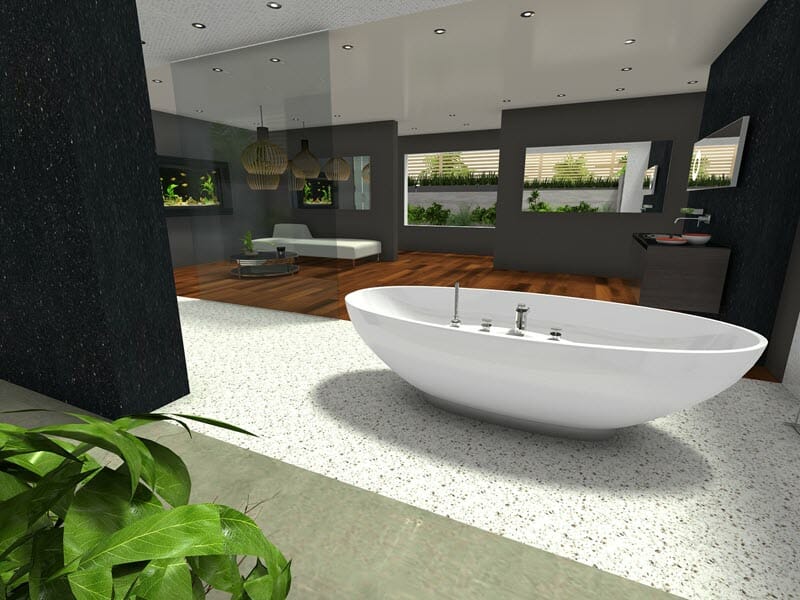 Tropical zen bathroom design style