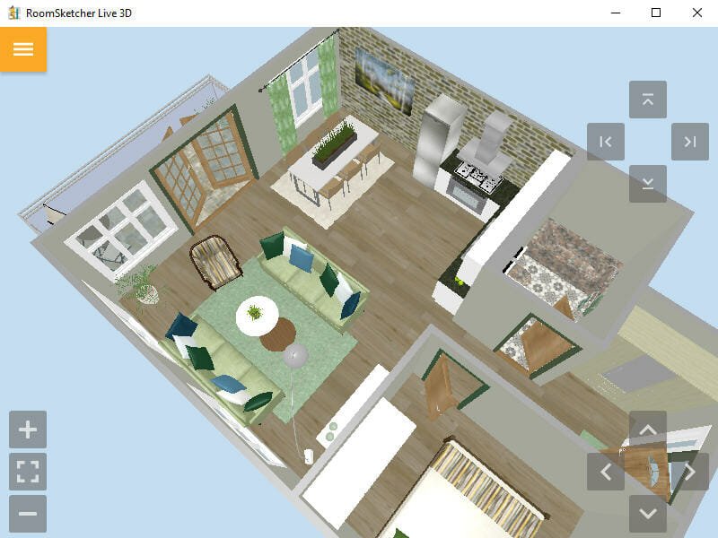 Live 3D Floor Plan Green Style With Balcony