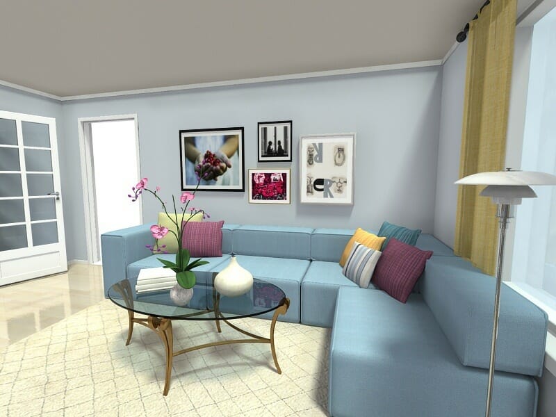 Living room with wall art above sofa