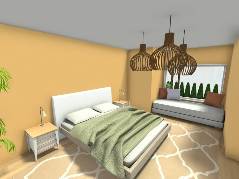 Master Bedroom 3D Photo With Ceiling Lamps