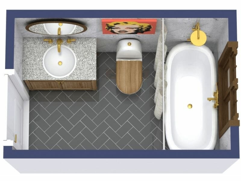 Mid-Century Modern Bathroom Design With Showerbath