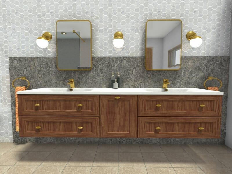 Mid-century modern bathroom vintage vanity wood