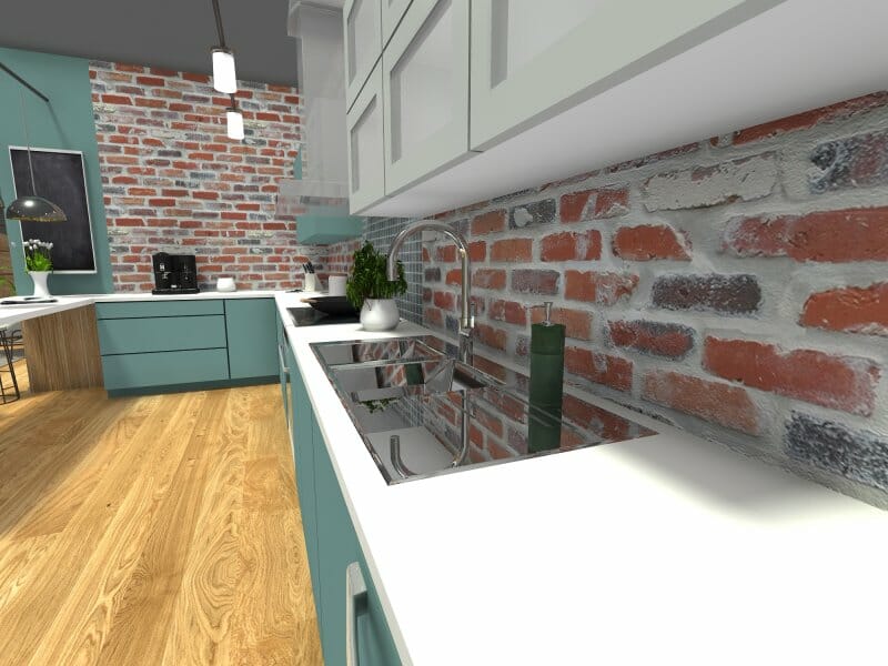 Mint Green Kitchen - Loft Style