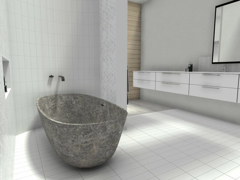 Modern bathroom style with freestanding stone bathtub