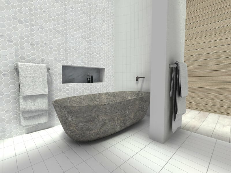 Modern bathroom freestanding bathtub stone