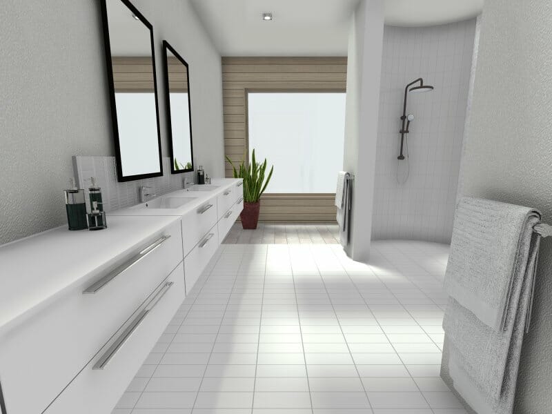 Modern bathroom style idea with large shower