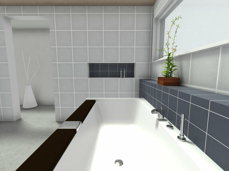 Modern bathroom design grey tiles
