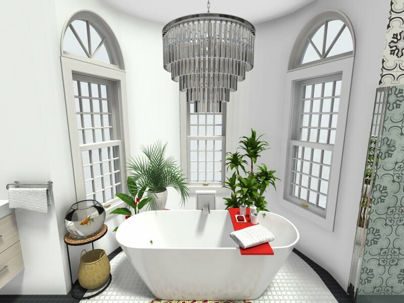 Eclectic bathroom style with plants