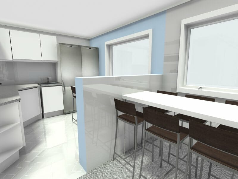 Office kitchen with half wall