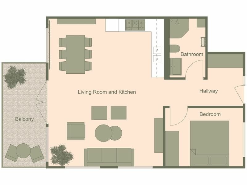 Olive Peach Style 2D Floor Plan Profile
