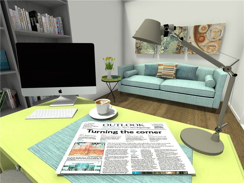 RoomSketcher-3D-Photo-Office-Green-Desk