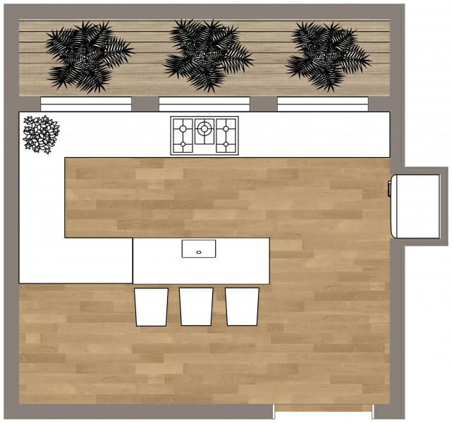 2D Kitchen floor plan beige profile