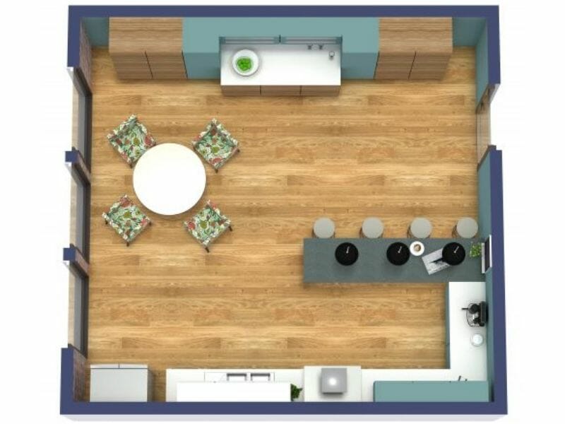 Peninsula kitchen 3D floor plan